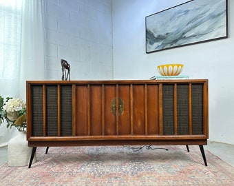 Sleek Mid-Century Modern Walnut Record Cabinet