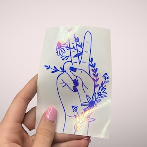 Sticker vredesteken met bloemen meisjesachtig// golfsticker // hippiesticker