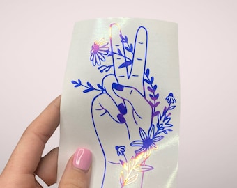 Peace sign with flowers girly decal// wave decal // hippie decal