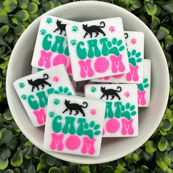 Cat Mom Silicone Focal Bead