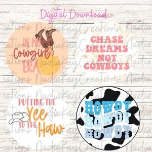 Cowgirl Digital Download PNGs, digital downloads, digital cardstock for freshies, sublimation, car coasters