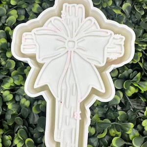 Cross with Bow freshie mold, freshie molds, car freshie molds, religious freshie molds, silicone mold