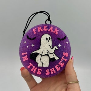Freak in the sheets car freshie, ghost car freshie, Halloween themed car freshie, girly car freshie, freshy, hippie freshie