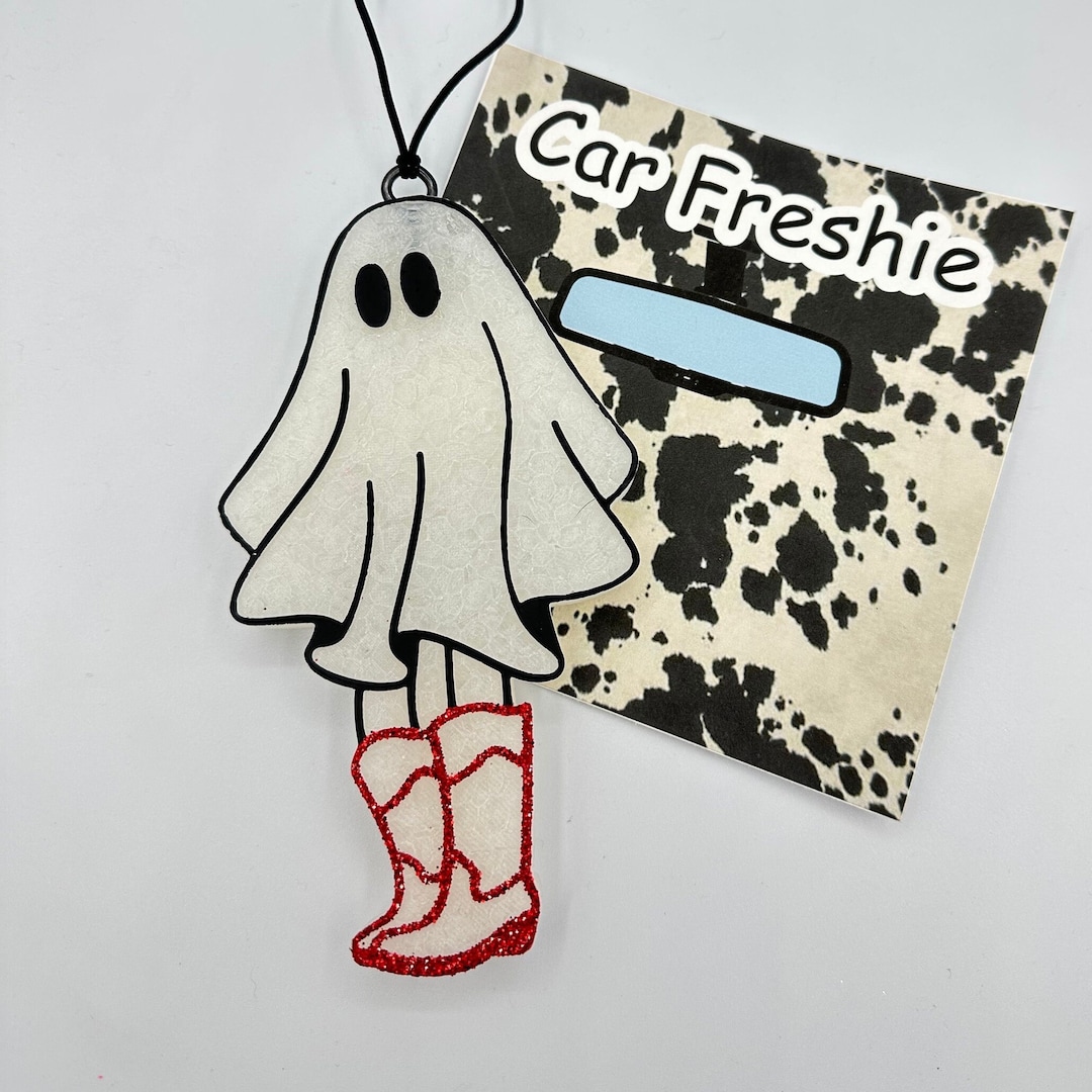 Ghost With Boots Car Freshie, Ghost Car Freshie, Halloween Themed Car Freshie, Girly Car Freshie
