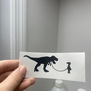 Girl walking dinosaur silhouette Easter egg decals // T Rex On a leash Stickers fit for jeep // Easter eggs