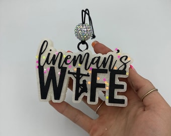 Lineman’s wife car freshie, car freshie, girly freshie, lineman freshie, blue collar, blue collar wife