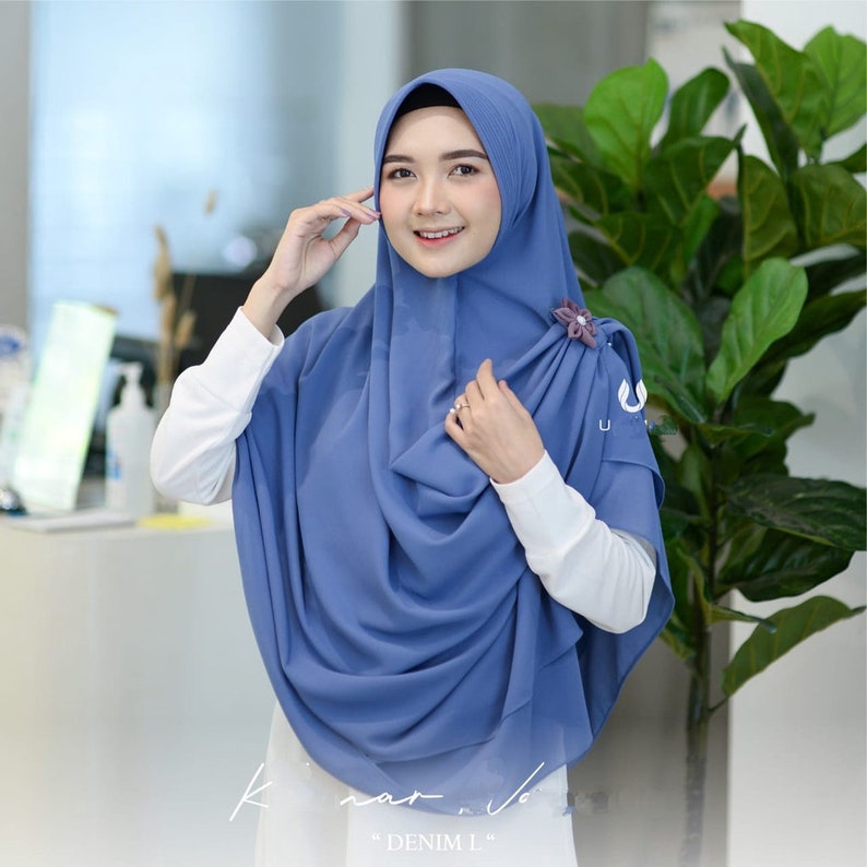 instant hijab-instant khimar-long hijab-hijab for Muslim women Denim