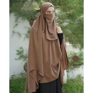 Khimar hijab with niqab-long hijab prayer muslim women-hijab woolpeach