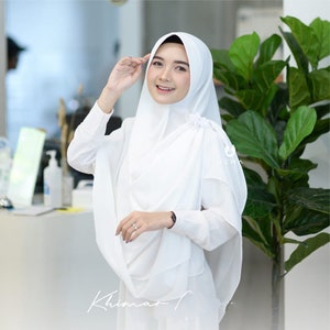 instant hijab-instant khimar-long hijab-hijab for Muslim women White