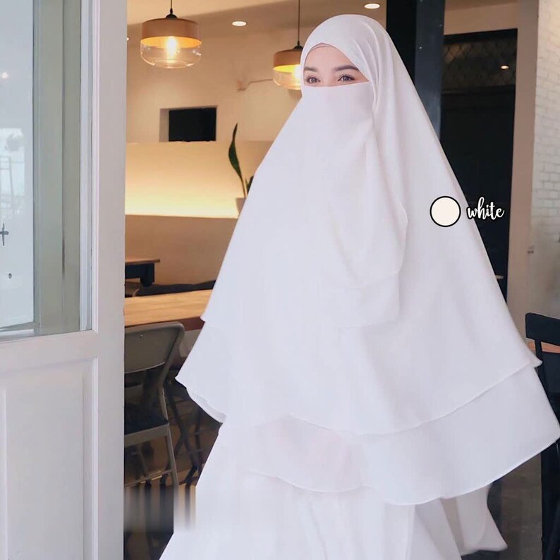 Instan hijab with niqab-instan khimar-instan hijab for muslim women-niqab veil White