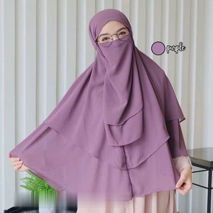Instan hijab with niqab-instan khimar-instan hijab for muslim women-niqab veil Purple