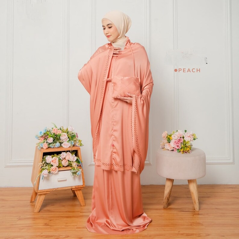 Islamic prayer dress muslim women salah set outfit silk prayer garment