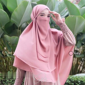 Instan hijab with niqab-instan khimar-instan hijab for muslim women-niqab veil Pink