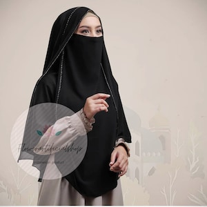 Khimar niqab swarovski with two layers hijab prayer muslim women