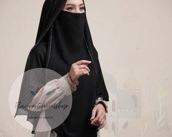 Khimar niqab swarovski with two layers hijab prayer muslim women