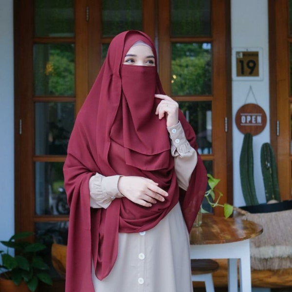 Pashmina instantánea con niqab hijab khimar velo hijab musulmán para mujeres