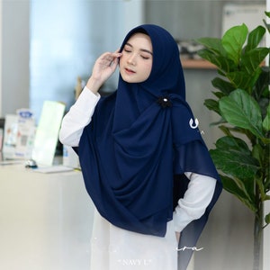 instant hijab-instant khimar-long hijab-hijab for Muslim women Navy