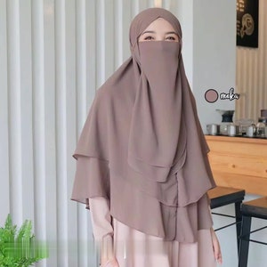 Instan hijab with niqab-instan khimar-instan hijab for muslim women-niqab veil Moka