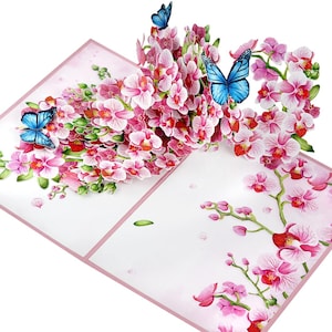 Personalisierte Orchidee Pop Up Karte, Sonnenblume Karte, Tulpen Pop Up Karte, 3D Schmetterling Geburtstag Pop Up Karte, 3D Rose Pop Up, Muttertagskarte