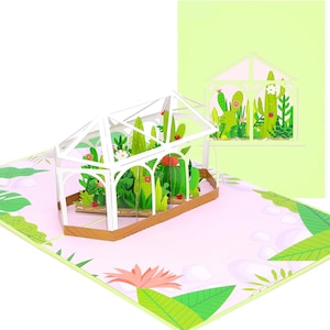 Biglietto pop-up serra, biglietto per la festa del papà, biglietto pop-up 3D di compleanno, biglietto per qualsiasi occasione, biglietto pop-up con pianta, biglietto con cactus