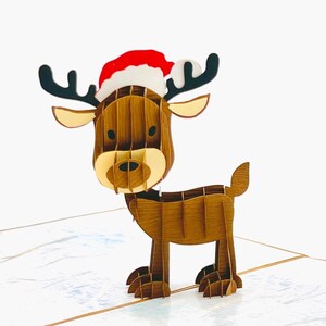 Carte de voeux pop-up 3D renne de Noël pour enfant, père, mère, famille, amis