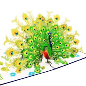 Carte pop-up personnalisée paon papillon abeille tournesol marguerite, carte de fête des mères maman, femmes 3D, anniversaire, carte de voeux de remerciement