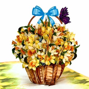 Tarjeta desplegable personalizada con narcisos, lavandas y pensamientos, tarjeta con pensamientos en 3D, tarjeta para cumpleaños, felicitaciones, agradecimientos, pensando en ti