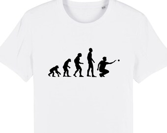 Pétanque evolution - organic cotton t-shirt ideal as a gift for grandpa grandfather or any petanque enthusiast. Printed in the South of France