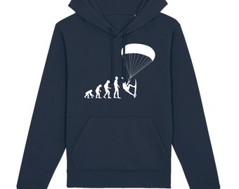Hoodie recycled plastic and soft organic cotton. Evolution Kite Surf. Available in black, navy blue, grey or white.