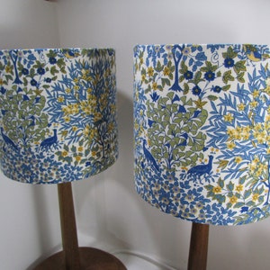 Lampshade in blue Liberty Pheasant Forest fabric Handmade luxury drum lampshade in various sizes Ceiling pendant, table and floor lamps. image 7