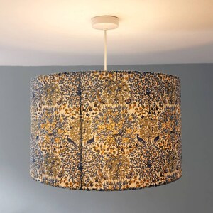 Lampshade in blue Liberty Pheasant Forest fabric Handmade luxury drum lampshade in various sizes Ceiling pendant, table and floor lamps. *UK Only* 45 x 27 cm