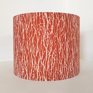 Eco Terracotta woodland lampshade | Handmade luxury drum lampshade | Ceiling pendant, table and floor lamps