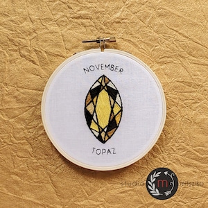 November Topaz Birthstone Hand Embroidery Pattern PDF
