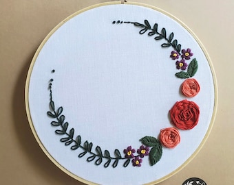 Floral Wreath Embroidery Pattern PDF