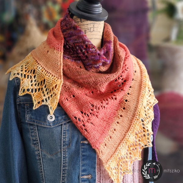 Sunset on the Range Shawlette Knitting Pattern PDF