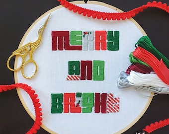 Merry and Bright Embroidery Pattern PDF - 2 Designs