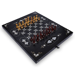 23 Inch Exclusive Wooden Handmade Chess Backgammon Set - Handmade Wooden Game Set 3 in 1 - Chess, Checkers and Backgammon Game Set