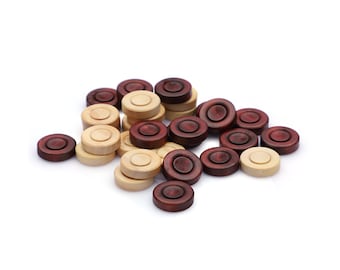 24 mm Boxwood Handmade Backgammon Checkers Wooden Stamps Replacement Game Chips