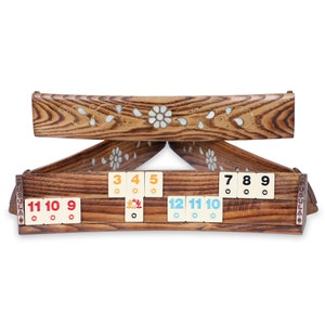 Mother of Pearl Inlaid Handcrafted Rummikub Game Set - Brass Inlaid Curved Turkish Rummy Set - Gift Play Set for Mom and Friend