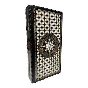 Handmade Backgammon Set - Real Mother of Pearl Inlaid Backgammon - Midi Size Backgammon Board Set