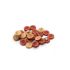 Custom Backgammon Chips - 35 mm Boxwood and Olive - Tree Backgammon Stamps