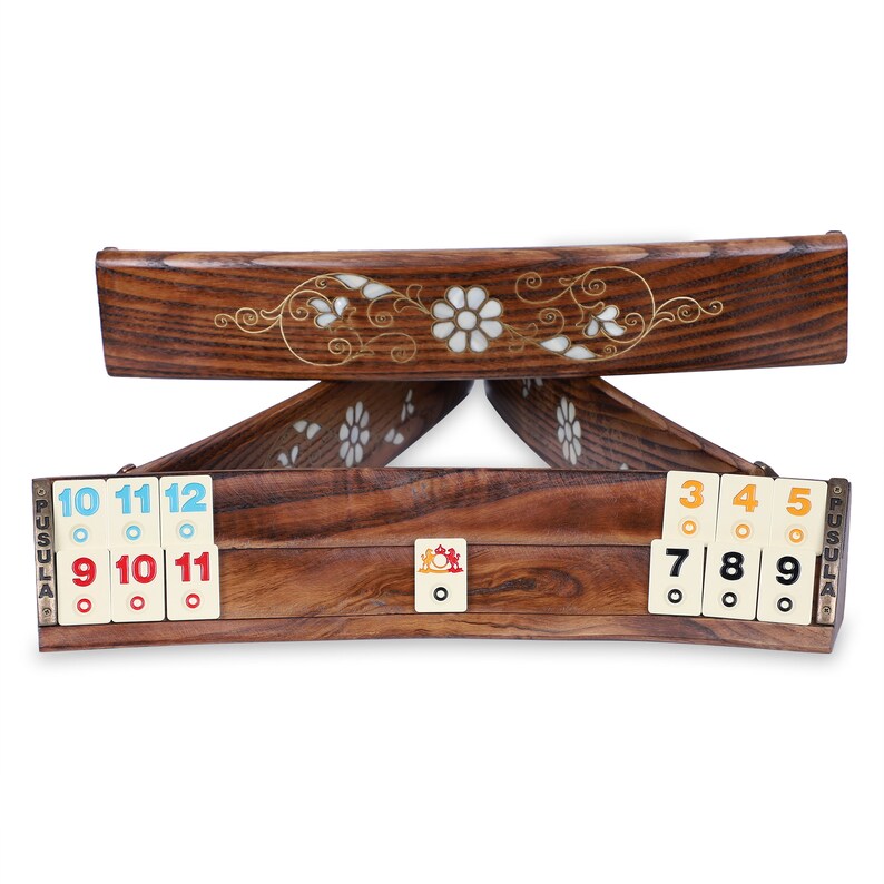 Rummicube Board Rose Wooden Cues Mother of Pearl Inlaid Handmade Oval ...