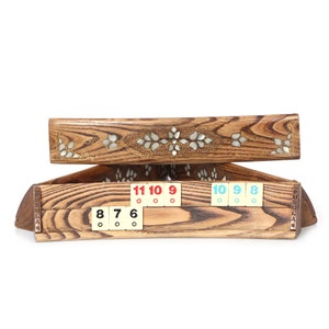 Exclusive Rummicube Board Game Set - Special Rummikub -  Mother Of Pearl Inlaid Oval Rummy Cube Game Set