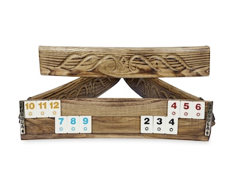 Handmade Wooden Rummy Cube Set: Curved Rummikub Board Game