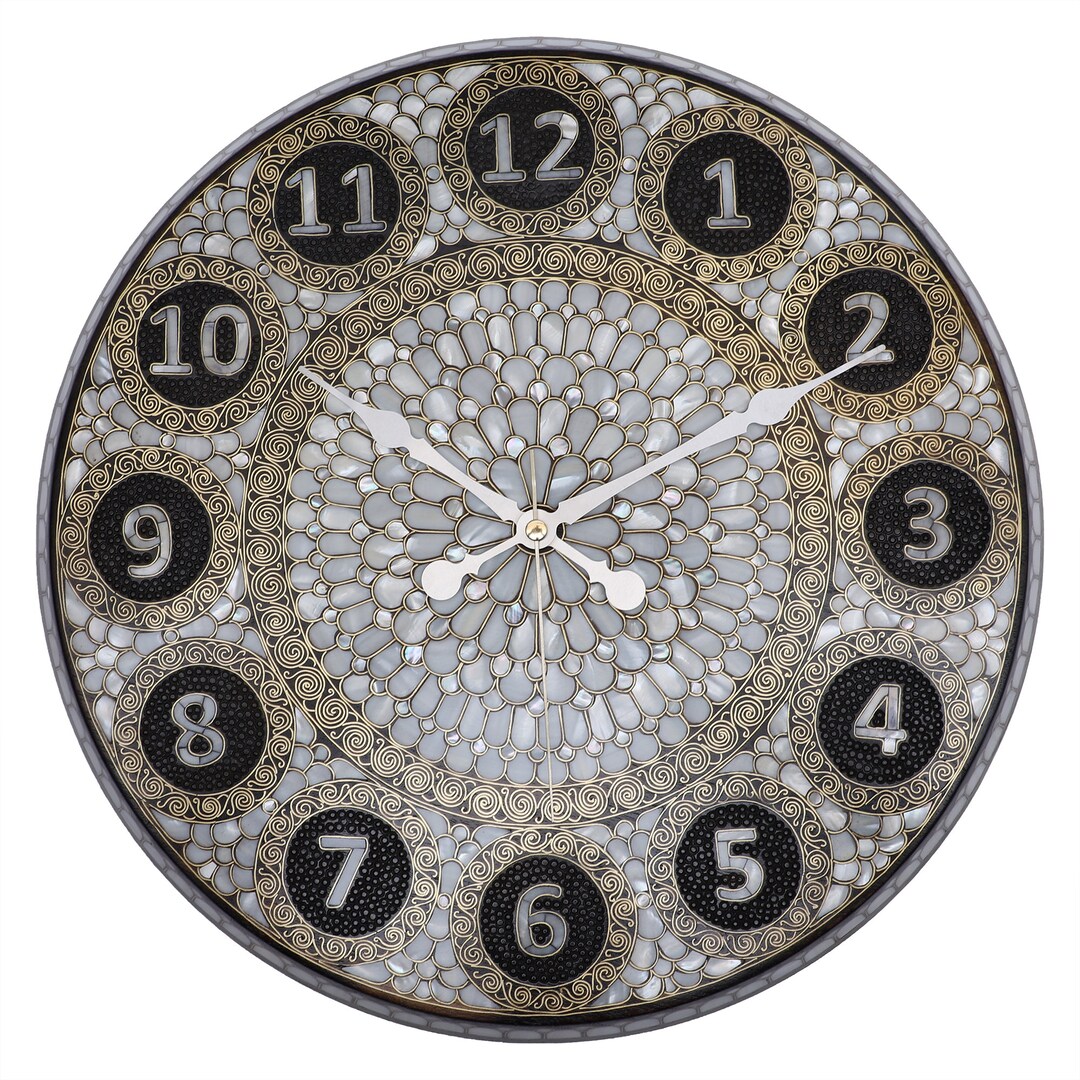 Handmade Mother of Pearl Inlaid Wooden Wall Clock With Brass Wire Inlay ...