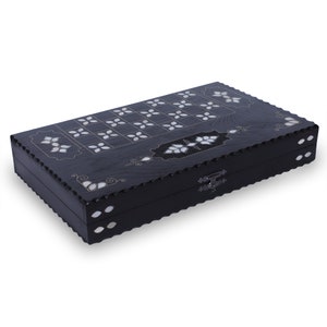 23 Inch  Exclusive Backgammon Set - Classy Shaped Mother of Pearl Inlaid - Hand Carved Backgammon Set