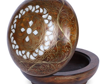 Mother of Pearl Inlaid Wooden Handcrafted Jewelry Organizer Box for Home or Gift