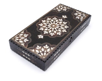 Hagia Sophia Backgammon Board White Mother of Pearl Inlaid Wooden Handmade Classic Design