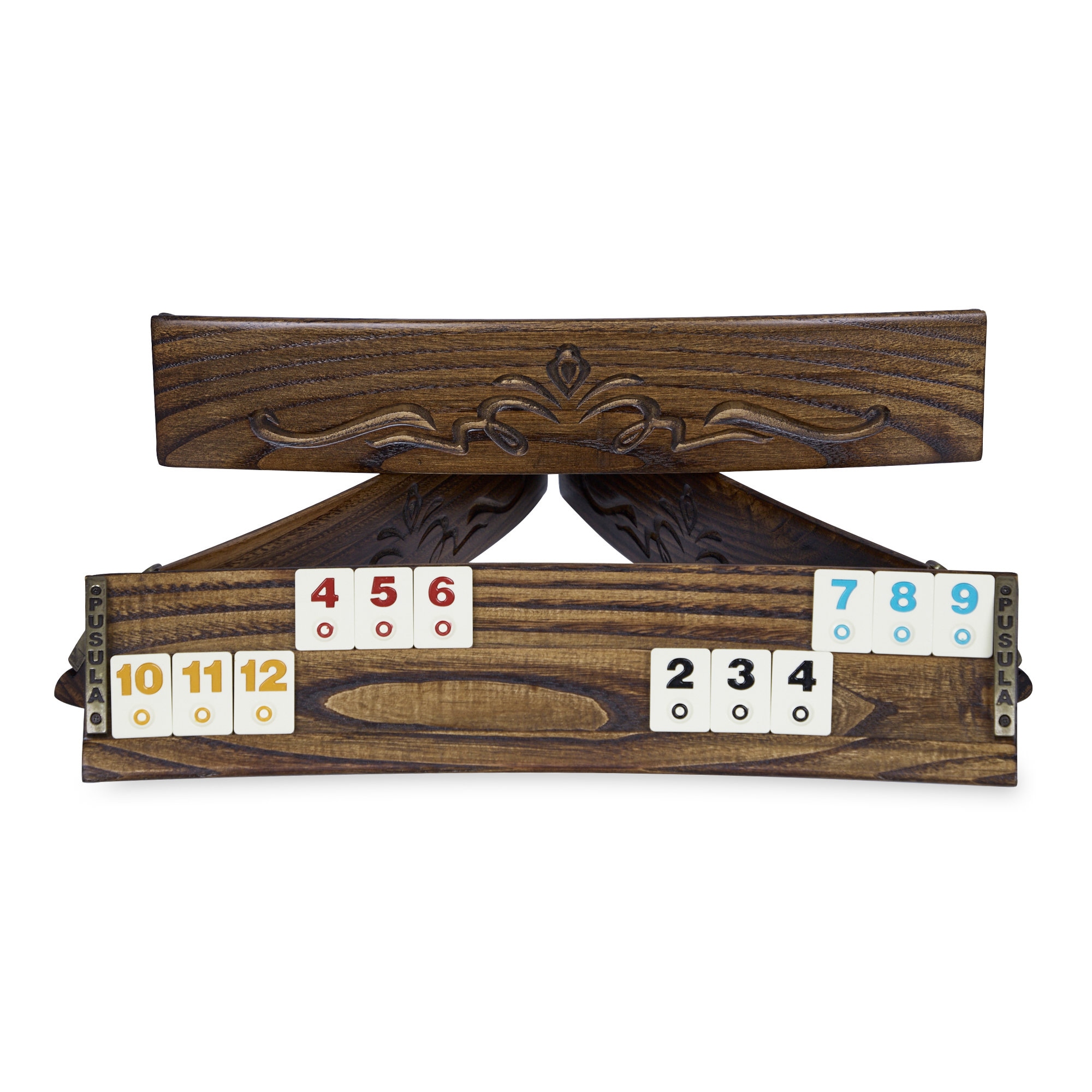 Hand Carved Oval Rummikub Game Set - Wooden Handmade Rummy Set