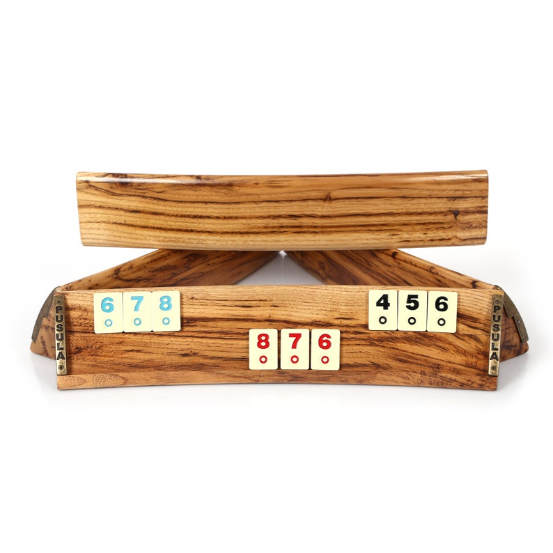 Wooden Oval Rummikub Game Set Natural Moire Wood Texture Etsy